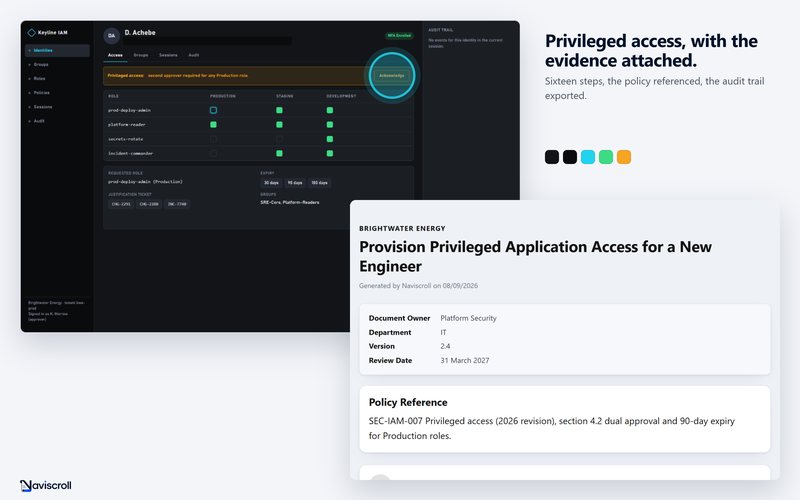 Provision Privileged Application Access for a New Engineer, captured with Naviscroll