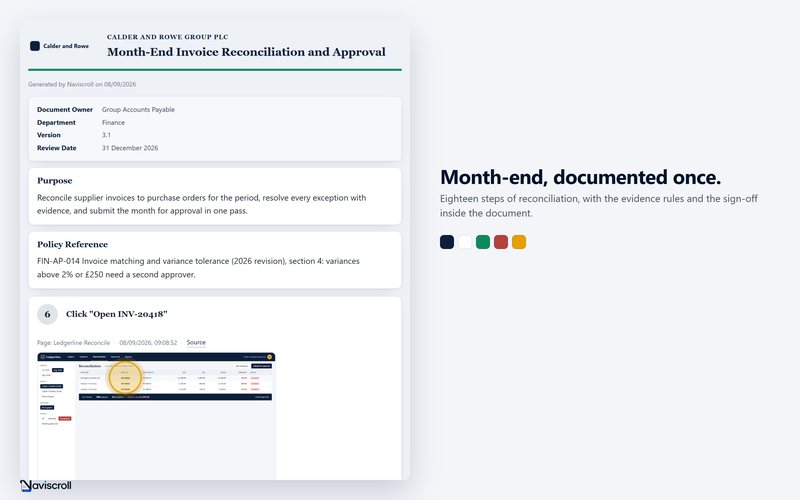 Month-End Invoice Reconciliation and Approval, captured with Naviscroll