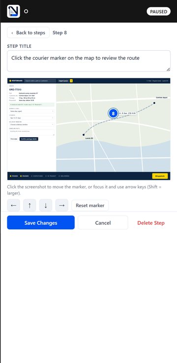 Renaming a step in the Side Panel while the capture is paused